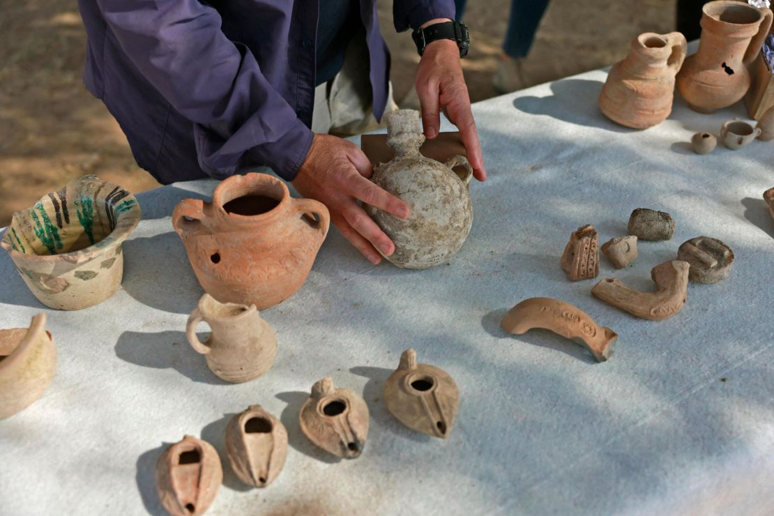Ceramic finds discovered at the Tel Yavne excavation site, October 11, 2021.