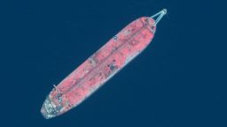 (FILES) In this file photo taken on July 19, 2020 this handout satellite image obtained courtesy of  Maxar Technologies shows a close up view of the FSO Safer oil tanker on June 19, 2020 off the port of Ras Isa. - Huthi rebels in Yemen have agreed  to a United Nations mission to inspect and repair the abandoned fuel tanker Safer -- currently anchored off Hodeida and at risk of causing an oil spill -- the UN said November 24, 2020. (Photo by Handout / Satellite image ©2020 Maxar Technologies / AFP) / RESTRICTED TO EDITORIAL USE - MANDATORY CREDIT "AFP PHOTO / Satellite image ©2020 Maxar Technologies " - NO MARKETING - NO ADVERTISING CAMPAIGNS - DISTRIBUTED AS A SERVICE TO CLIENTS (Photo by HANDOUT/Satellite image ©2020 Maxar Tech/AFP via Getty Images)