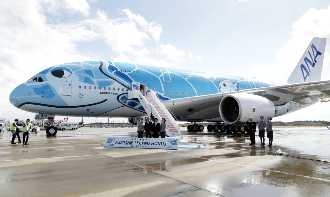 All Nippon Airways' A380s are emblazoned in bright colors to resemble Hawaiian sea turtles