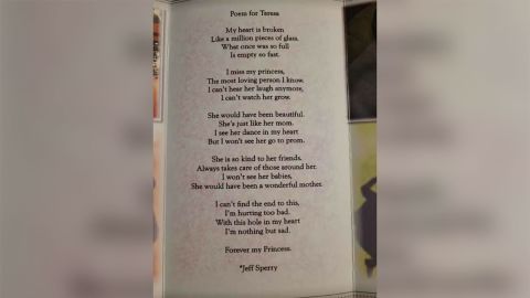 A poem Teresa's father, Jeff, wrote for her funeral pamphlet. 