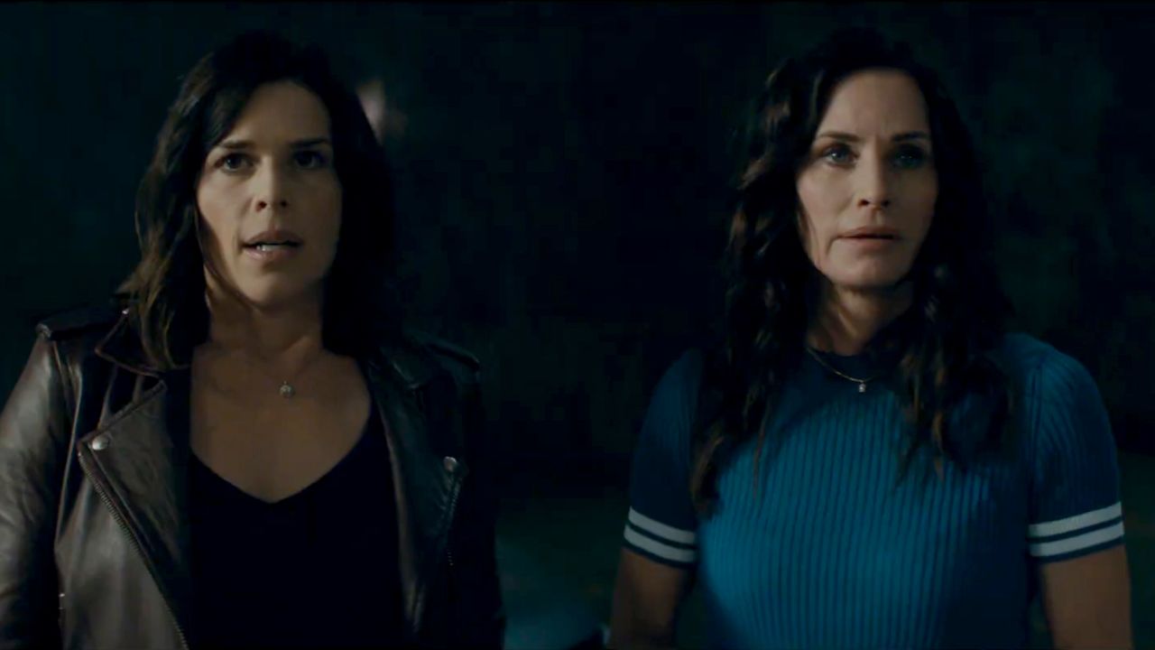 (From left) Neve Campbell as Sidney Prescott and Courteney Cox as Gale Weathers star in "Scream 5," which came out this month. 