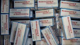 Los Angeles, CA - May 13: Boxes of the Moderna COVID-19 vaccine sitting in freezers, photographed at Kedren Community Health Center, in Los Angeles, CA, Thursday, May 13, 2021. (Jay L. Clendenin / Los Angeles Times via Getty Images)