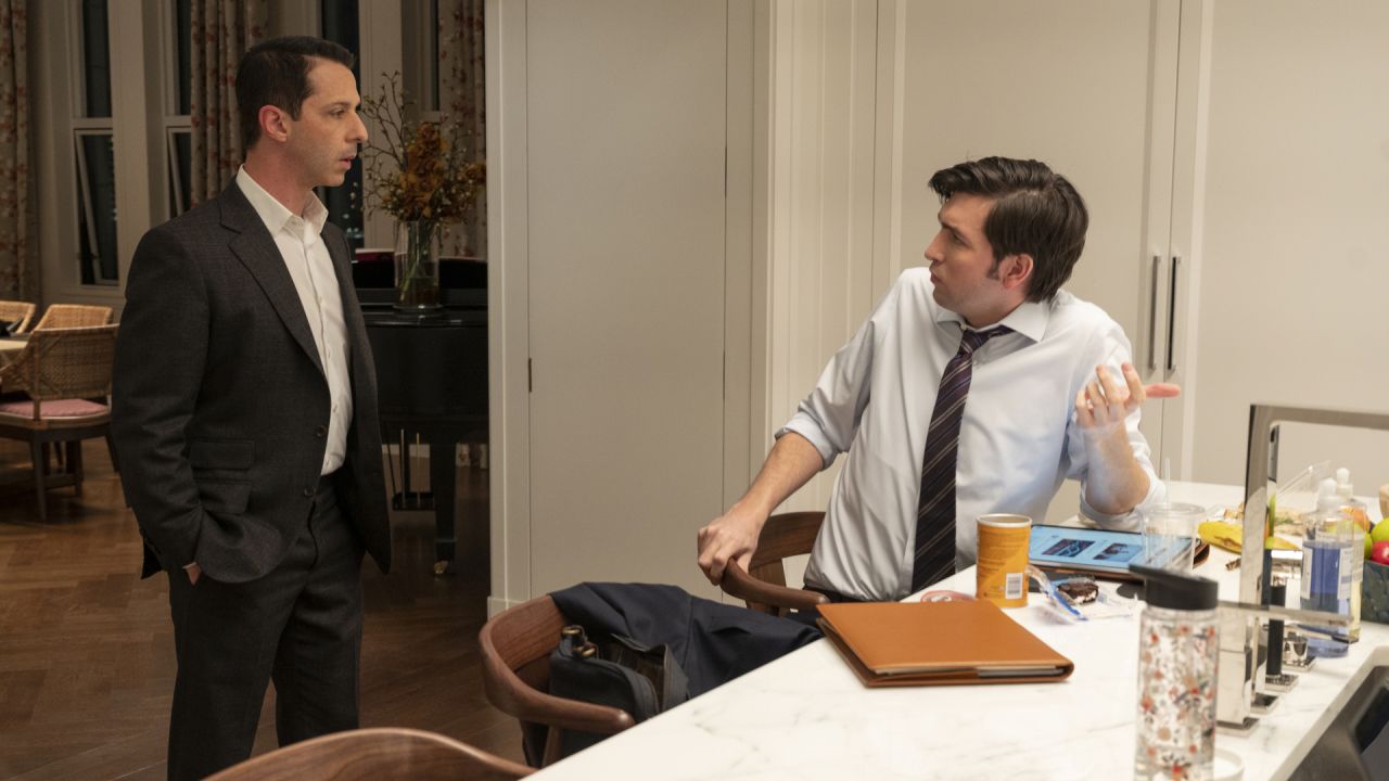 Jeremy Strong and Nicholas Braun in "Succession"