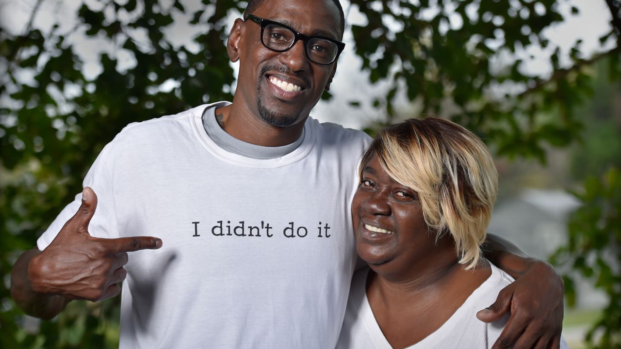 Lamonte McIntyre, here with his mother, Rose, was wrongfully convicted of committing a double murder. He and his mother are suing multiple officers in connection with his case. (Photo by Rich Sugg/Kansas City Star/TNS/Sipa USA)