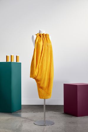 Another textile innovation from Bolt Threads, <a href="index.php?page=&url=https%3A%2F%2Fboltthreads.com%2Ftechnology%2Fmicrosilk%2F" target="_blank" target="_blank">Microsilk</a> sustainably replicates the silk proteins found in spiderwebs in a lab, creating a high-strength, elastic, and soft textile, according to the company. Its first product collaboration was a shift dress (pictured) by designer Stella McCartney, unveiled at the New York MoMA in October 2017.
