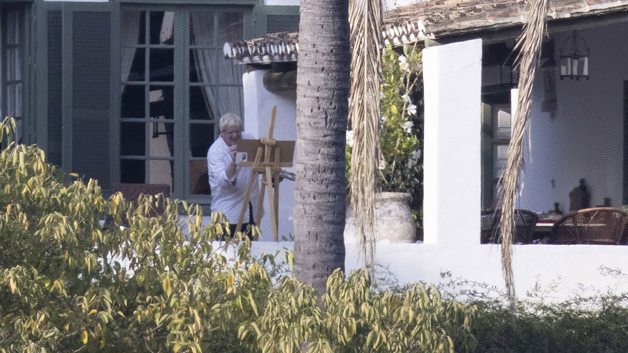 UK Prime Minister Boris Johnson was apparently photographed painting while on holiday in Spain.