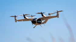 Joby says its eVTOL aircraft can fly up to 150 miles in a single charge. (John General/CNN)