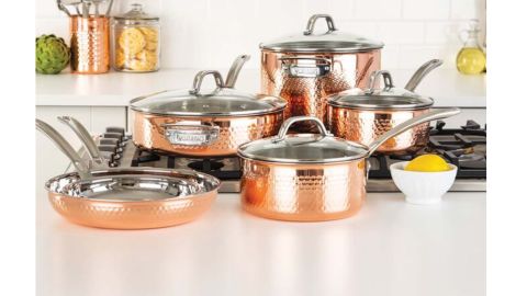 Viking Copper Clad 3-Play Hammered 10-Piece Cookware Set