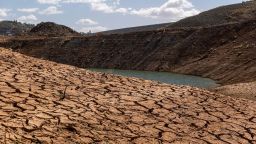 A dried cracked lake bed at Lake Oroville during a drought in Oroville, California, U.S., on Oct. 11, 2021. 