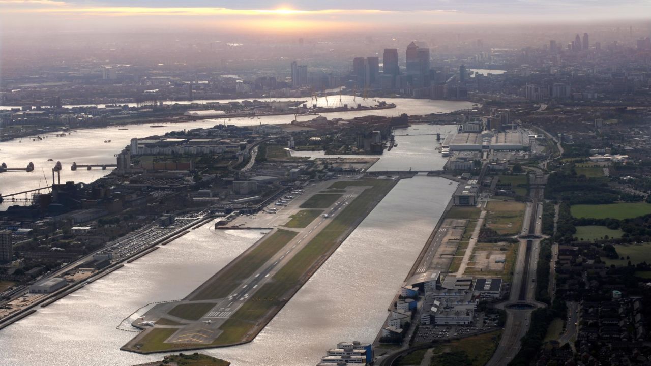 Planes dip around Canary Wharf before landing sharply at London City.