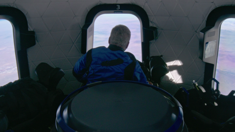 William Shatner aboard Blue Origin.