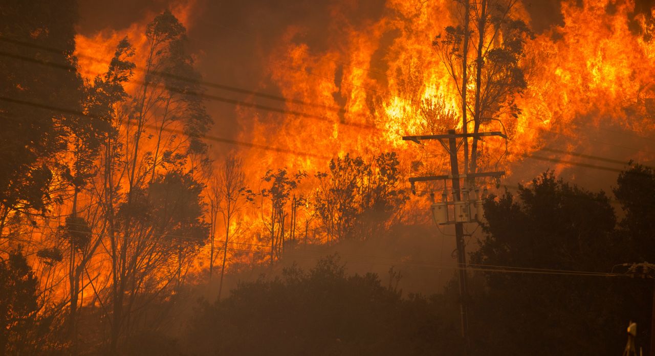 The Alisal Fire burns near Goleta, California, on Tuesday, October 12.
