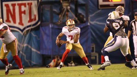 Kaepernick scrambles during the game against the San Diego Chargers in 2011.