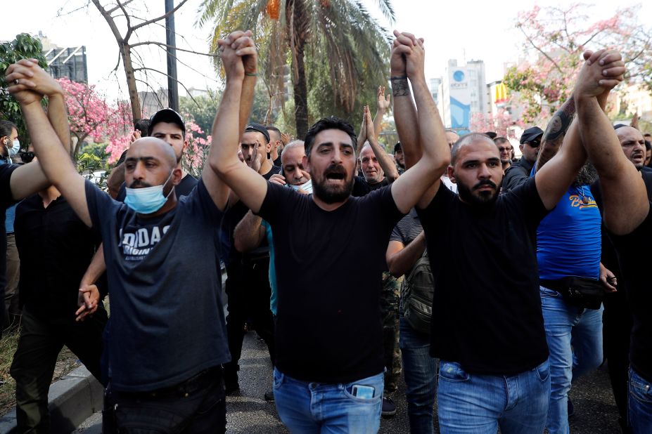 Protesters chant slogans during the demonstration.