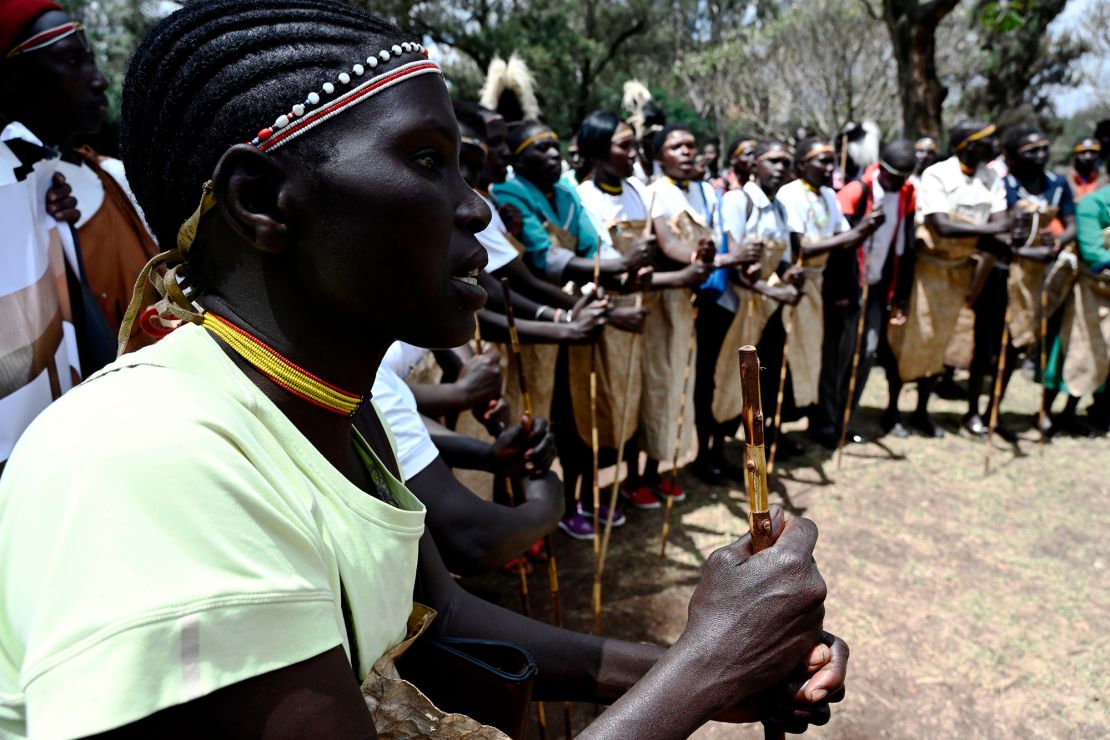 Members of Sengwer community living in Embobut forest gather to march to the office of the President Uhuru Kenyatta.