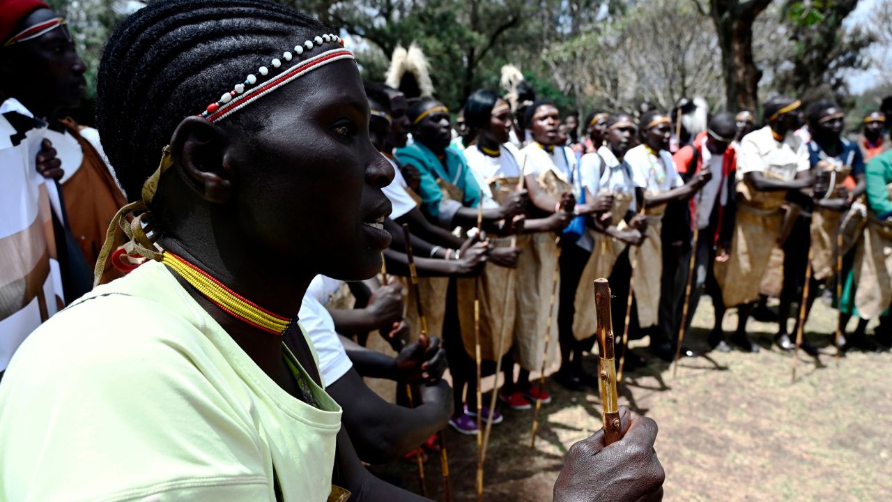 Members of Sengwer community living in Embobut forest gather to march to the office of the President Uhuru Kenyatta.