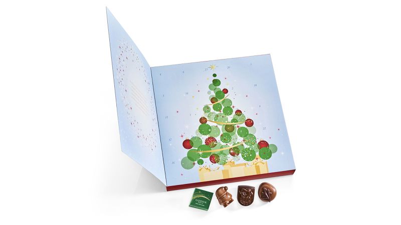 Santa w/ Blue Bag 24 Chocolates Holiday Christmas Advent Calendar FAST SHIP NEW 