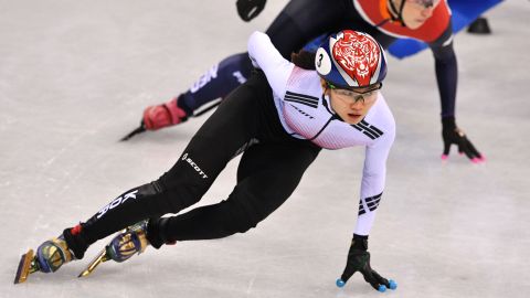 2018년 동계올림픽 쇼트트랙 여자 1,000m 8강을 이끌고 있는 심정.