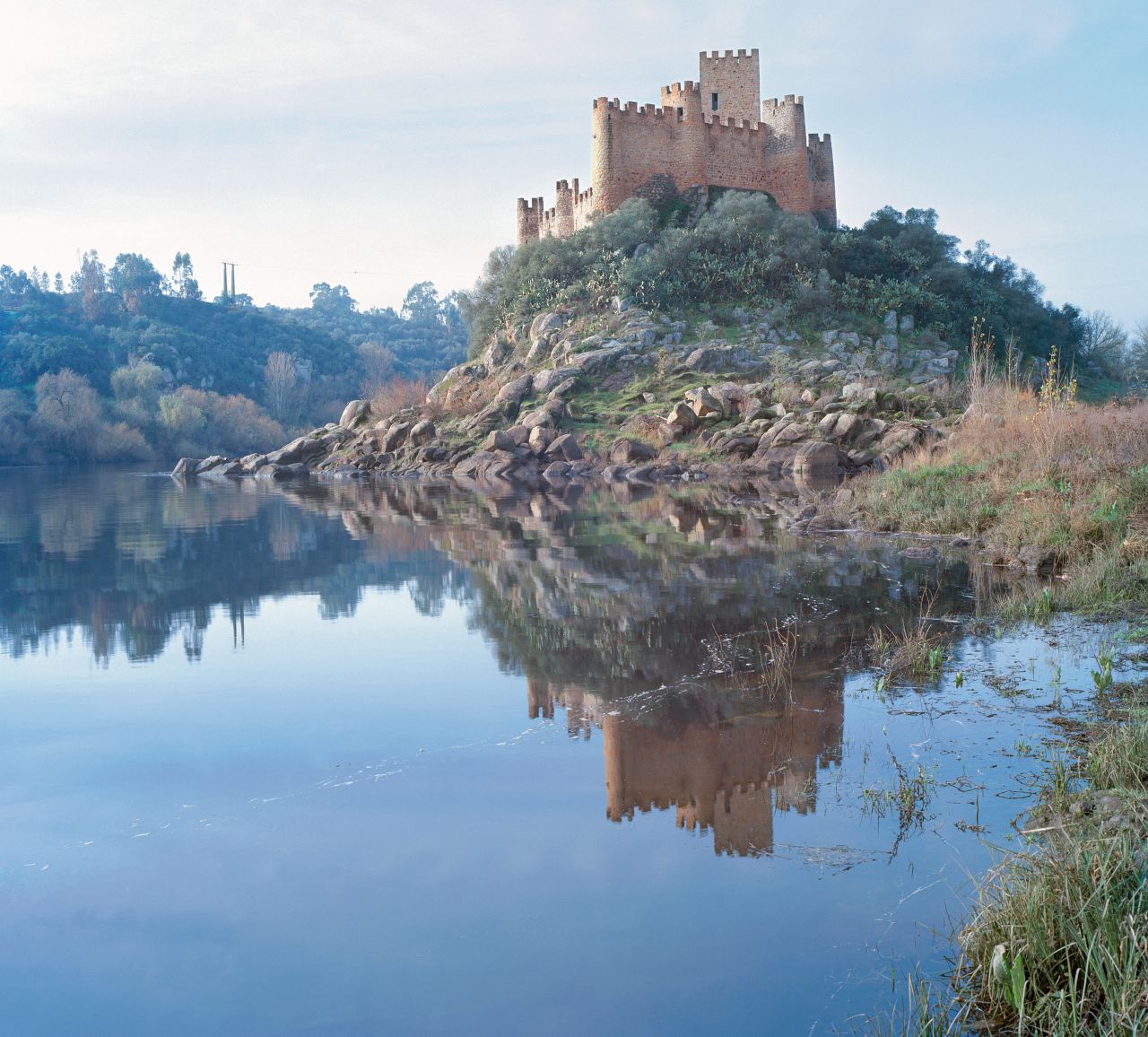 The Romanesque castle of Almourol in Portugal belonged to the order of the Templars, who were very active in bringing Christianity to the Iberian Peninsula. 