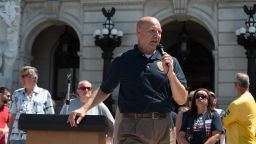 Pennsylvania State Senator Doug Mastriano Speaks at ReOpen Rally in Harrisburg, PA on June 5th, 2021. Mastriano is considering a run for Governor of Pennsylvania in 2022.  