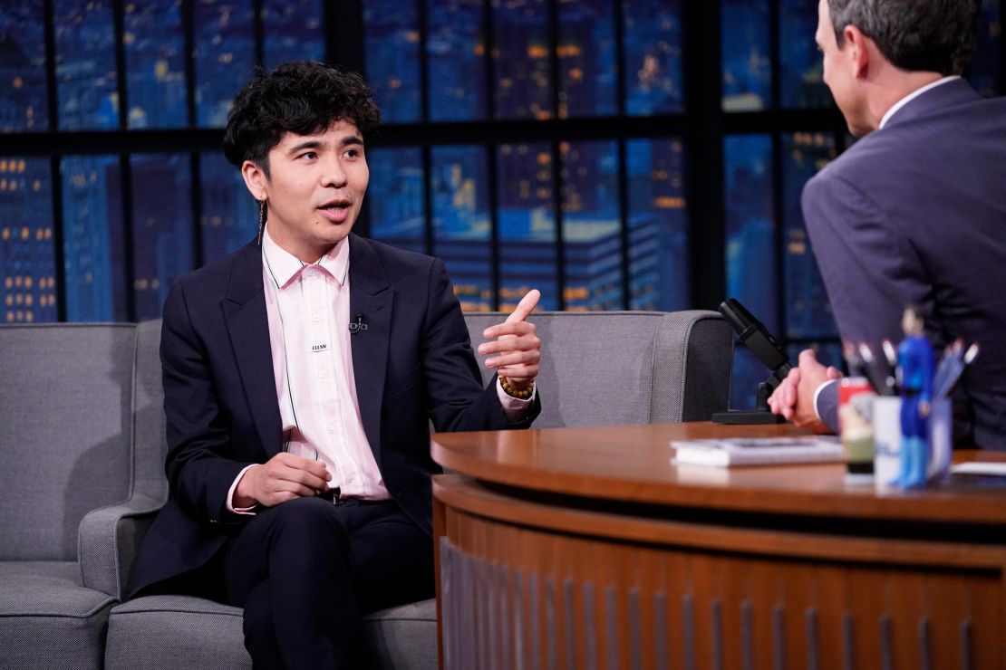 Poet Ocean Vuong during an interview with host Seth Meyers on June 12, 2019.