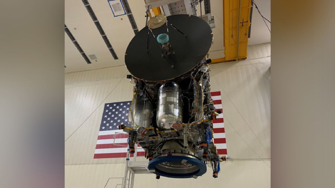 The nearly assembled Lucy spacecraft is shown in late 2020.