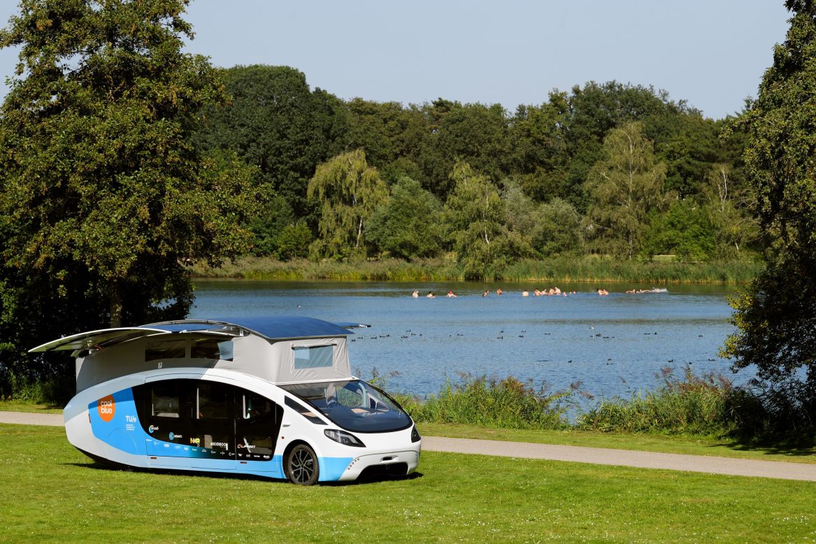 Stella Terra follows on from the <a href="https://edition.cnn.com/travel/article/stella-vita-solar-campervan-netherlands-spc-intl/index.html" target="_blank">"Stella Vita" solar-powered campervan</a>, pictured here, produced previously at the university. In September 2020, the campervan began a four-week tour of Europe, starting in Eindhoven and finishing in Tarifa, Spain, a distance of 3,000 kilometers.