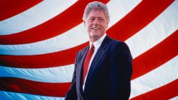 President William Jefferson Clinton in front of American flag stripes (Photo by: Joe Sohm/Visions of America/Universal Images Group via Getty Images)