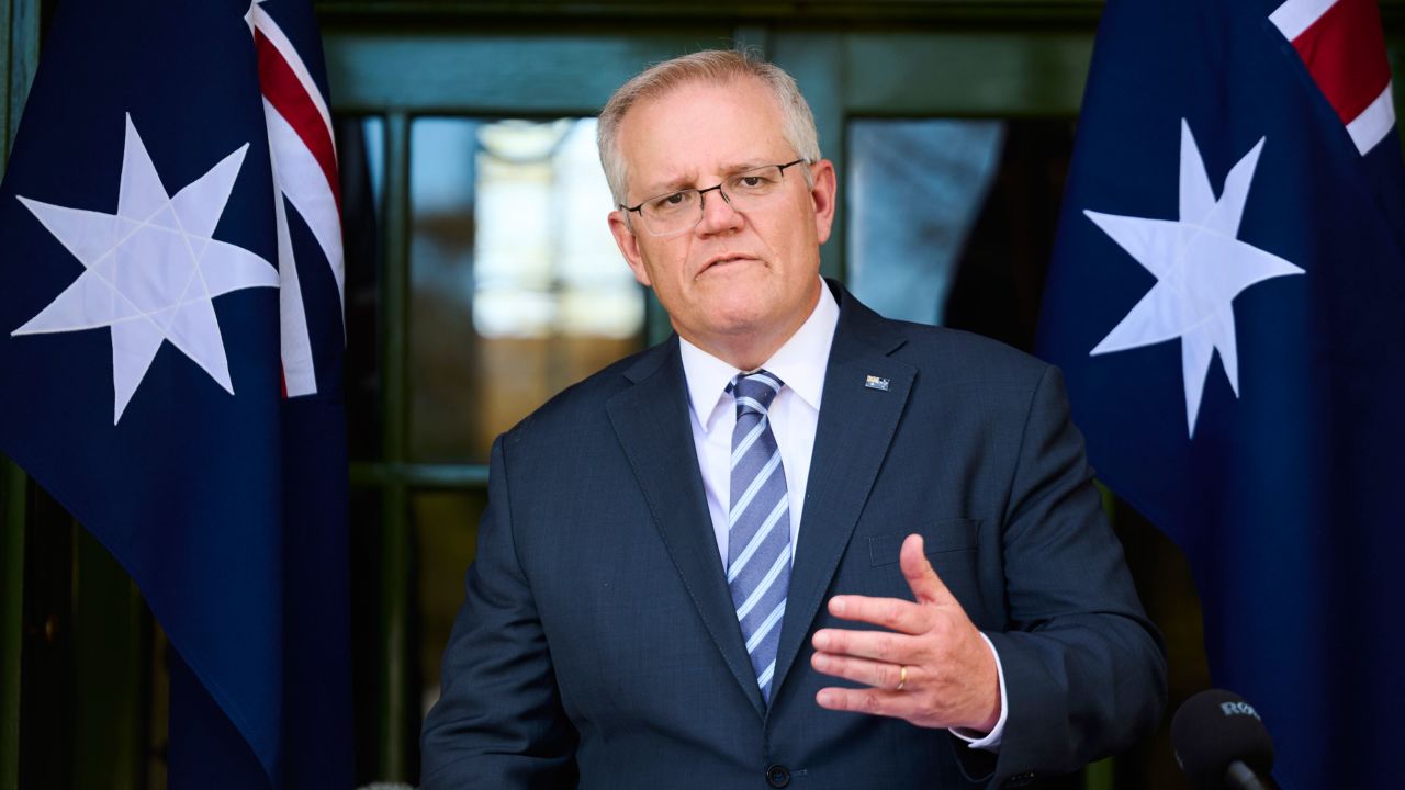 Australian Prime Minister Scott Morrison speaks at a new conference on October 7 in Canberra, Australia. 