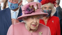 CARDIFF, WALES - OCTOBER 14: Queen Elizabeth II at the opening ceremony of the sixth session of the Senedd at The Senedd on October 14, 2021 in Cardiff, Wales.  (Photo by Chris Jackson/Getty Images)