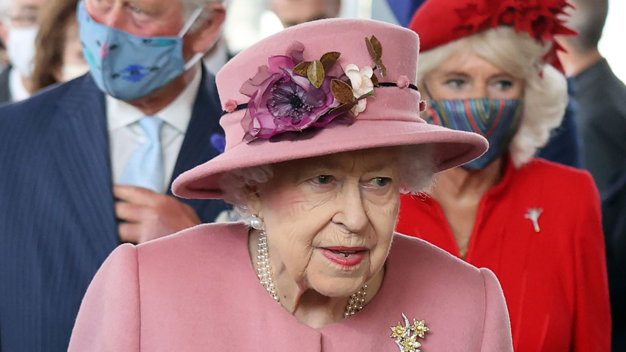 Queen Elizabeth II at the opening ceremony of the sixth session of the Welsh Parliament in Cardiff on October 14, 2021  