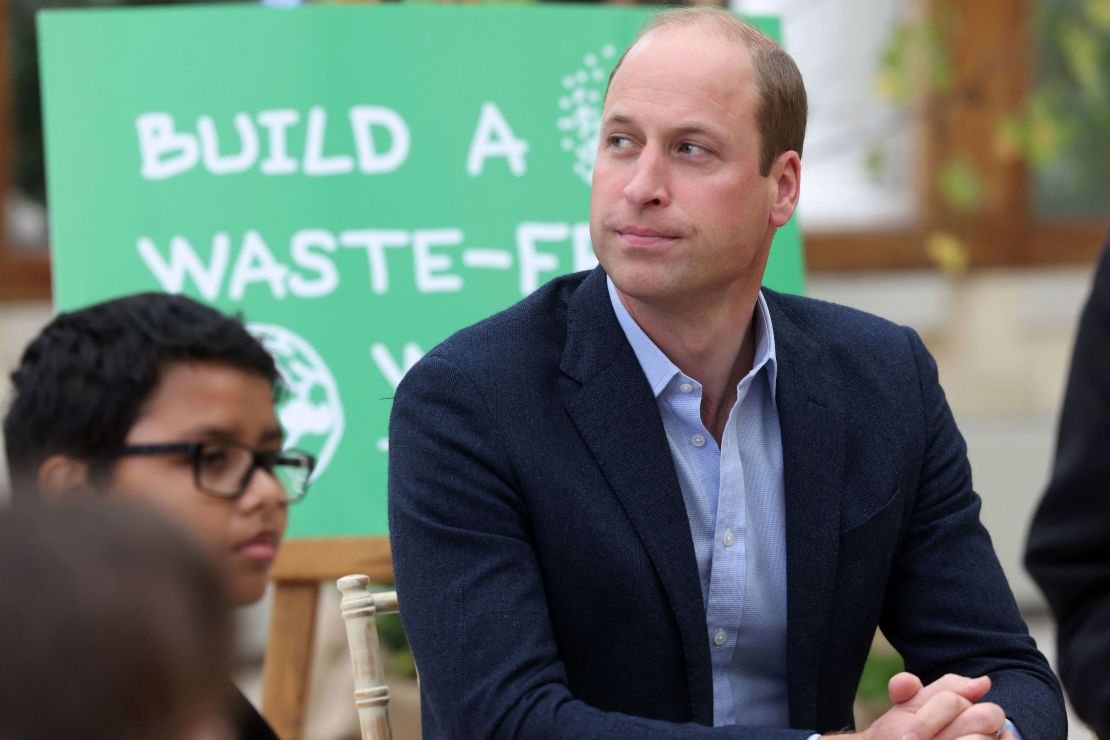 William interacts with schoolchildren during a "Generation Earthshot" educational initiative   at London's Kew Gardens on October 13, 2021. 