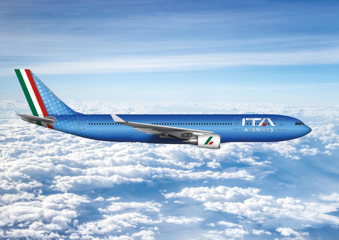 The ITA Airways livery was inspired by the sky-blue stripes on the national soccer team's uniforms.