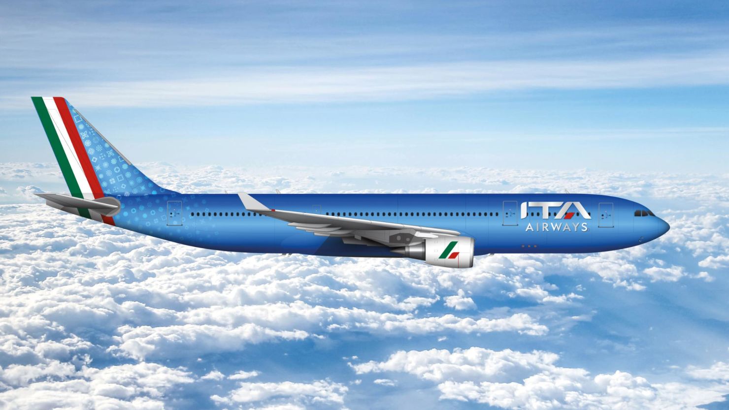 The new ITA Airways livery takes inspiration from Italy's 'azzuri.'