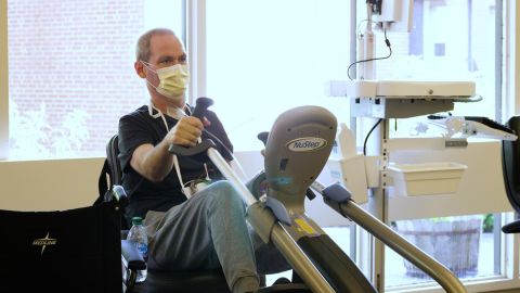 Robby Walker spent a month in rehab at Gaylord Specialty Healthcare in Connecticut. Scarred lungs and reduced lung capacity make even small tasks challenging, he said.