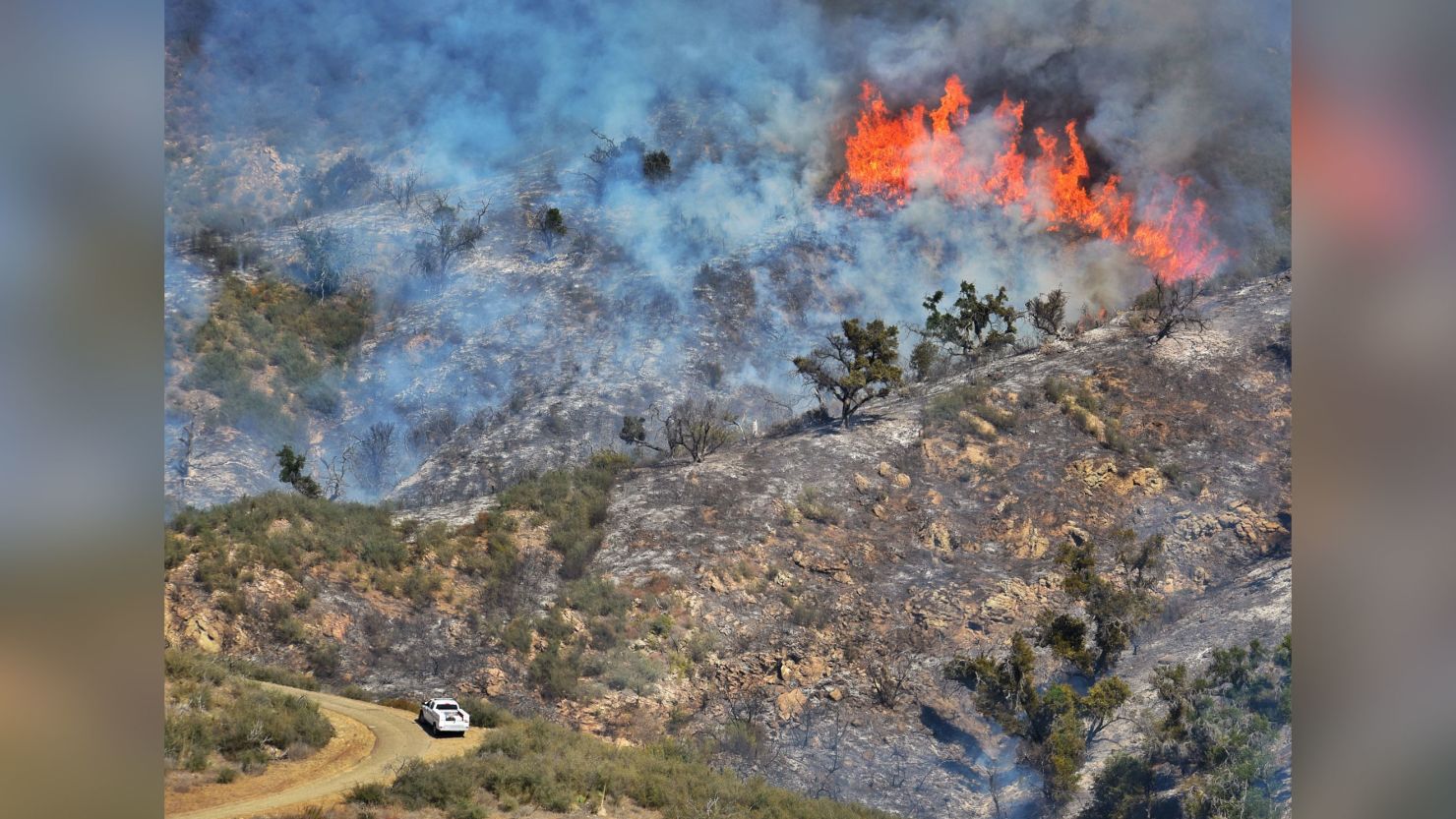 Part of the Alisal Fire burns in California's Las Flores Canyon on Friday afternoon.