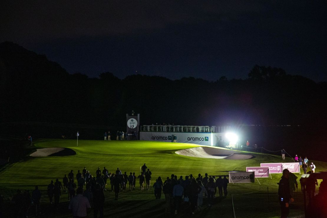 The gallery on the 17th green during the playoff. 