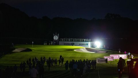 The gallery on the 17th green during the playoff. 