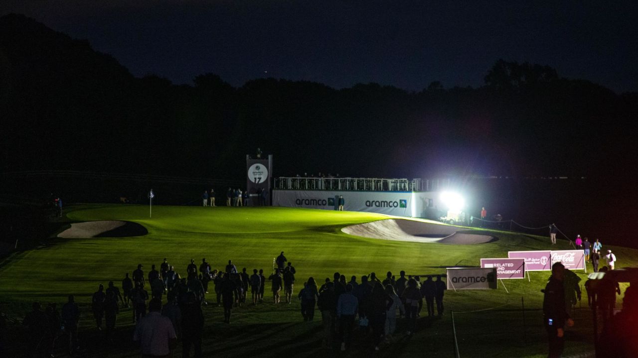 The gallery on the 17th green during the playoff.