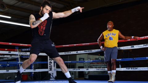 Ali Walsh trains at the Top Rank gym in Las Vegas, Nevada with SugarHill Steward.