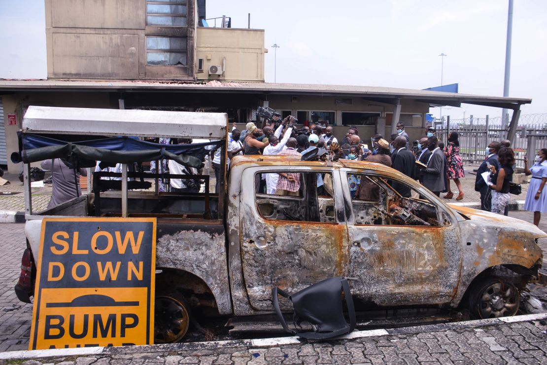 The Lagos State panel set up to investigate the shooting and other cases of abuse visits Lekki toll gate on Oct. 30, 2020. 