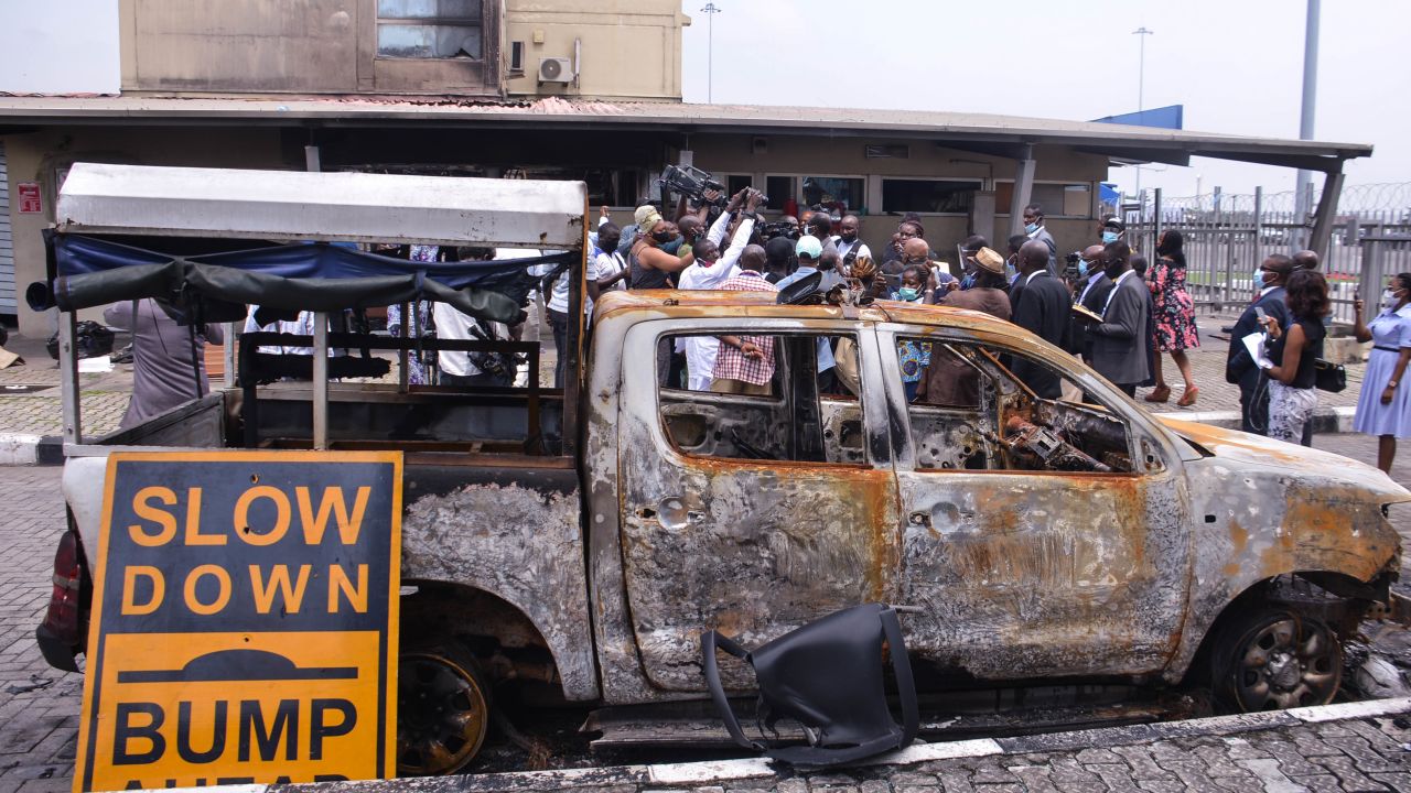 The Lagos State panel set up to investigate the shooting and other cases of abuse visits Lekki toll gate on Oct. 30, 2020. 