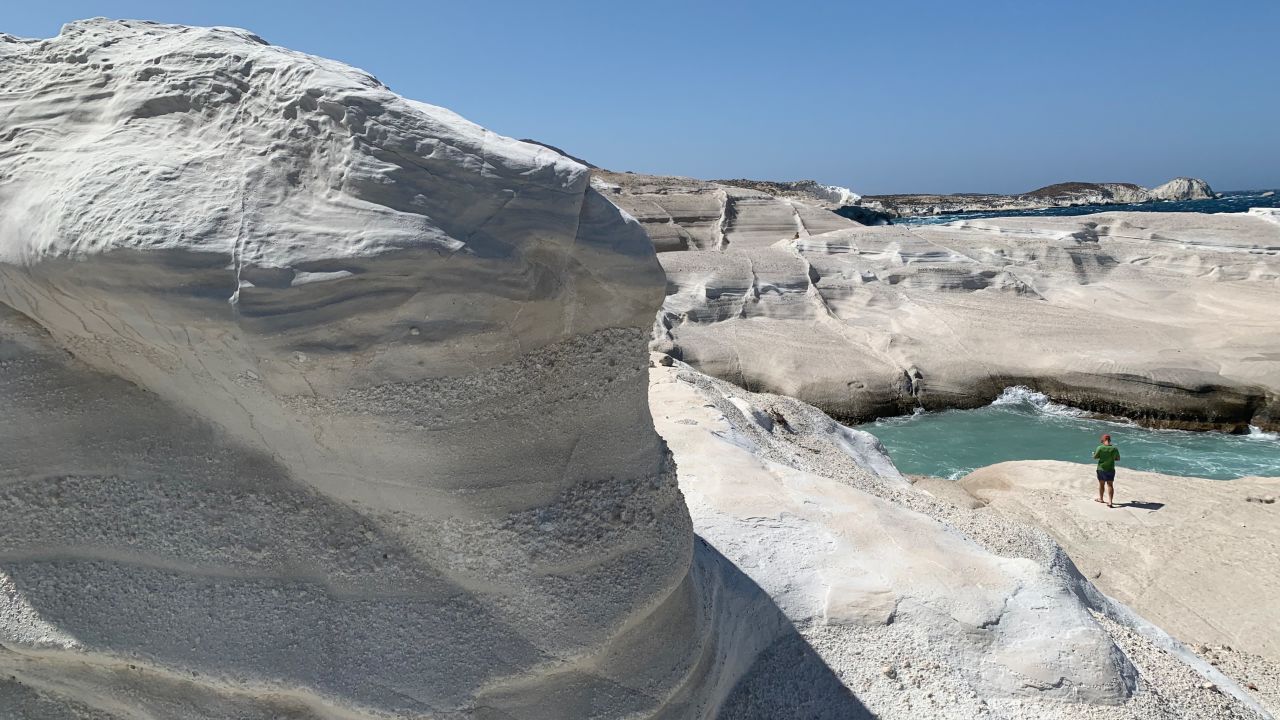 The Greek island of Milos is famous for its moonscape-like Sarakiniko beach. On the day I visited, the wind could knock you over as you tried to take a picture.