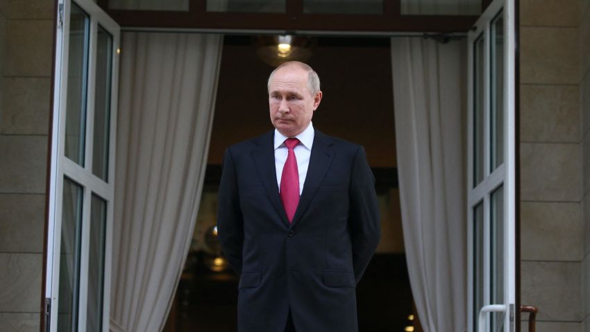 Russian President Vladimir Putin is seen at the Bocharov Ruchei state residence after a meeting with his Turkish counterpart in Sochi on September 29, 2021. (Photo by Vladimir SMIRNOV / POOL / AFP) (Photo by VLADIMIR SMIRNOV/POOL/AFP via Getty Images)