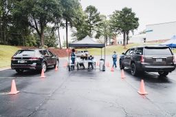 Marietta City Schools' drive-thru test-to-stay program in Marietta, Georgia.