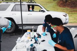 Marietta City Schools' drive-thru test-to-stay program in Marietta, Georgia.