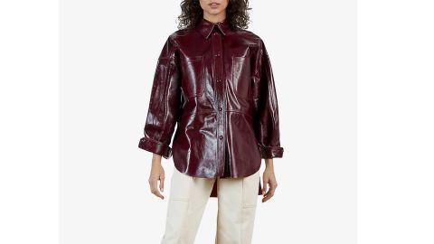 Floriey Oversized Leather Shirt-Jacket