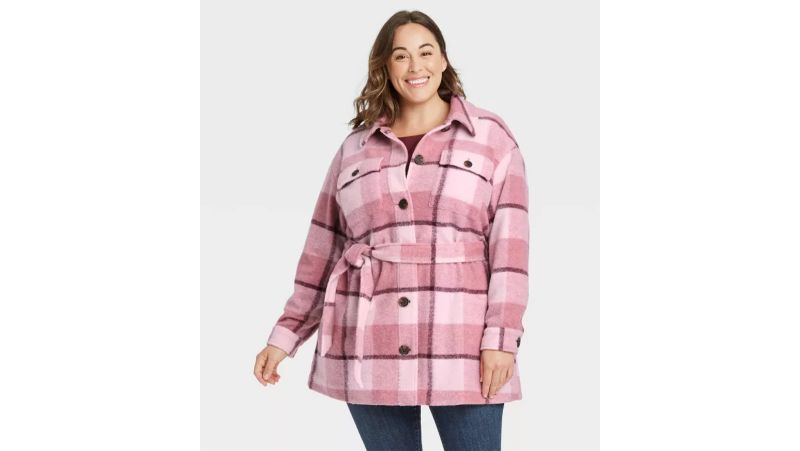 plus size pink shacket