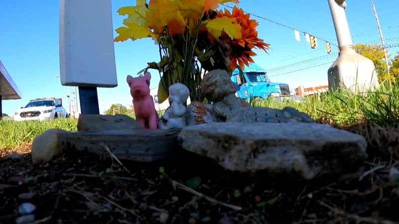 Officer goes viral for tending to trashed memorial of girl killed in 1999 crash