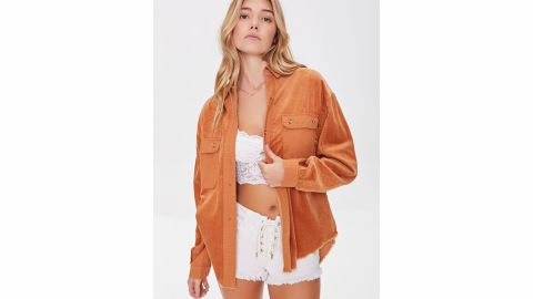 Forever21 Corduroy Frayed High-Low Shacket 